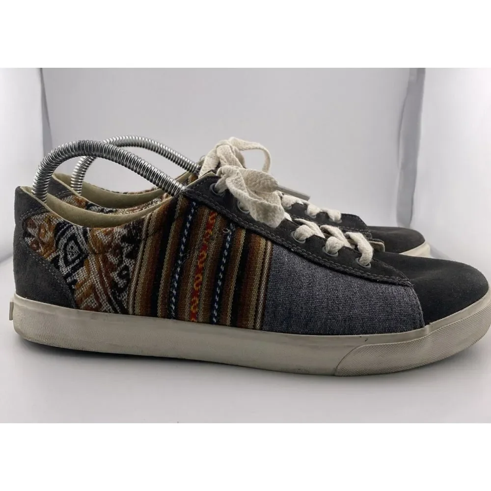Inkkas Canvas/Suede Sneakers Boho Native Aztec Gray Brown Mens 11 Womens 13